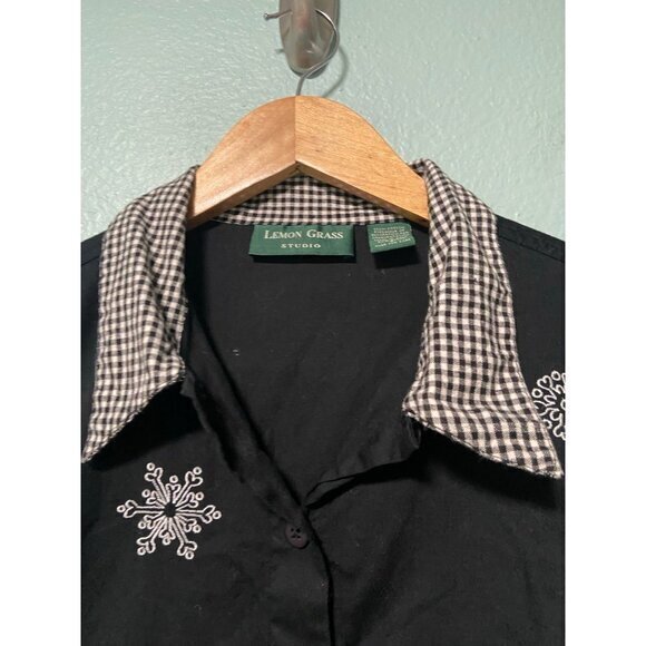 Vintage Lemon Grass Studio Women's Christmas Holiday Party‎ Santa Claus Shirt L - Picture 4 of 8